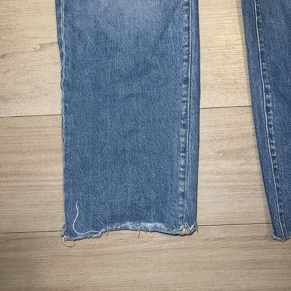 L'AGENCE Tiana High Waist Raw Hem Wide Leg Jeans sz 26 Tall Blue Momcore Casual - Picture 8 of 10